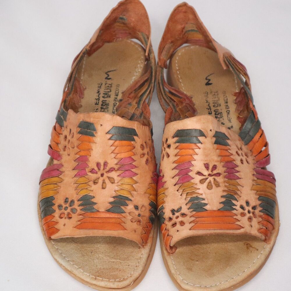 Multi color Leather Slip on shoe sandal Negro Galvez Size 6 open toe